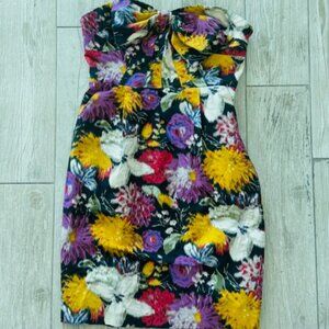 NWOT Anthropologie Petites Floral Strapless Formal Mini Dress 0p